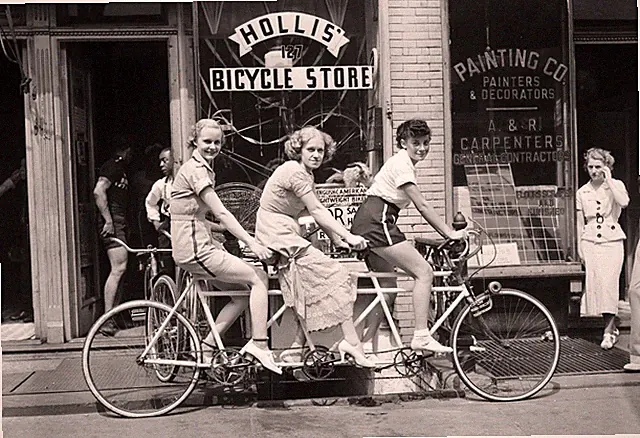 1930's Bicycle Built for Three, New York City, NY Old Photo 13" x 19" Reprint