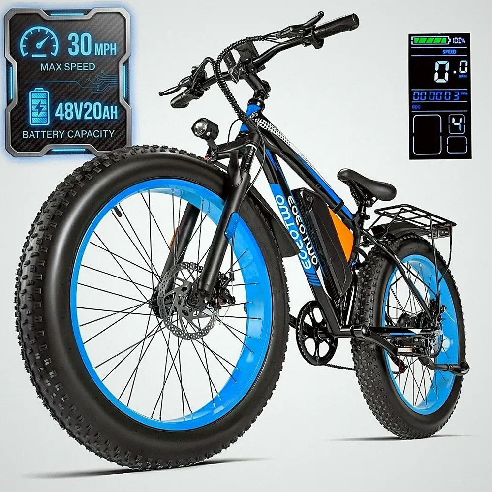 26" Fat Tire Electric Mountain Bike for Adults 30MPH 70Mile 1500W E Bicycle