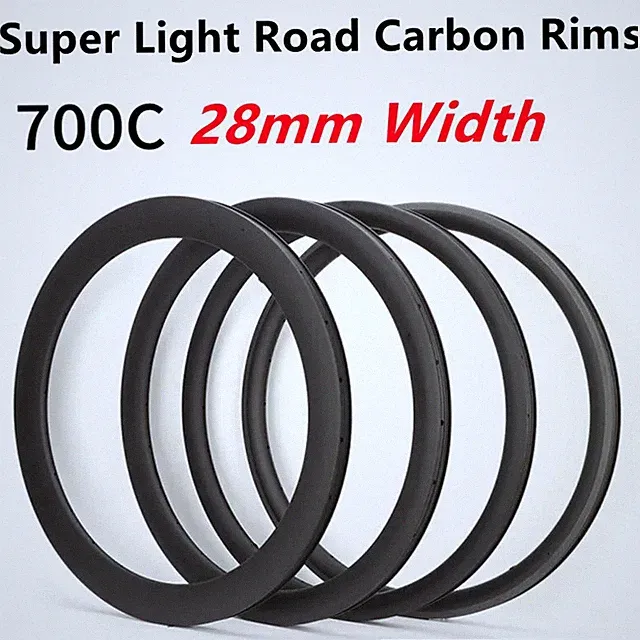 700C Carbon Bike Rims 28mm Wide 30/35/40/45/55/50/60mm Depth Road Bicycle Rims