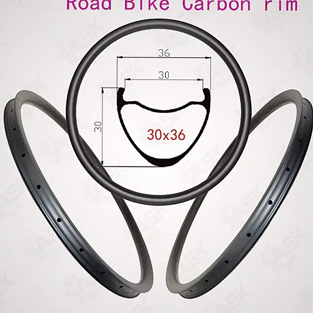 700C Road Gravel Bicycle Carbon Rim 36*30mm Hook UD Disc/ V-brake Tubeless Ring