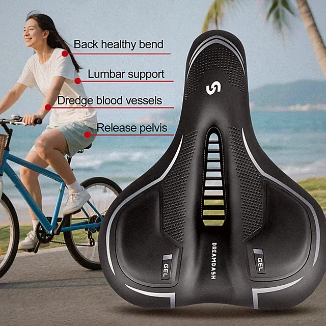 A Pair Bicycle Bike Saddle Seat Comfort Wide Big Bum Soft Gel Cushion Pad Sporty