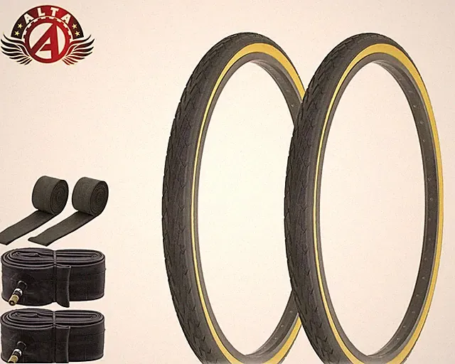 ALTA BICYCLE WIRE BEAD TIRES 26 x 1.75 BLACK/GUM CORDOBA SEMI-SLICK 6pc SET.