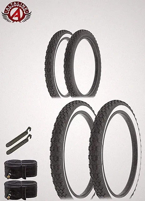 ALTALINE BICYCLE KNOBBY TREAD S-2 TIRES 20 x 2.125 6PC SET BLACK OR WHITEWALL.