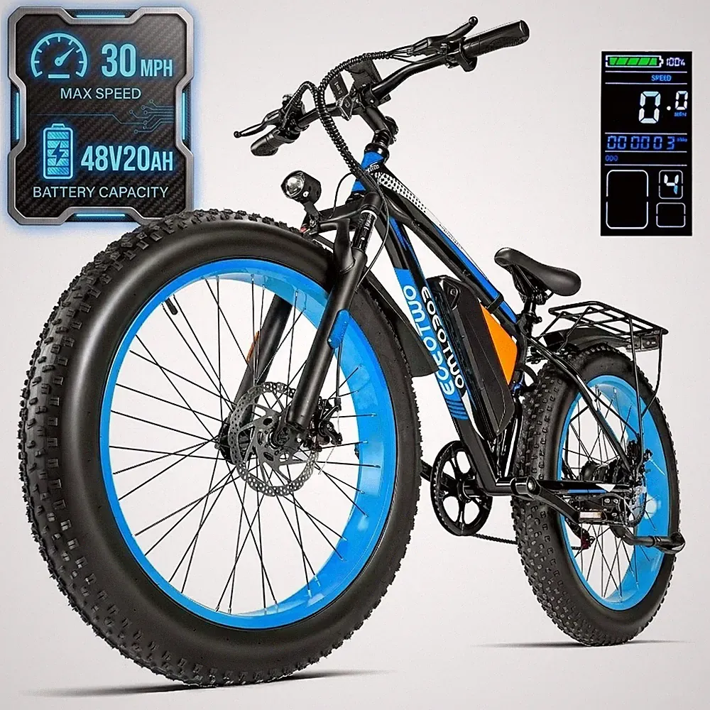 Electric Bike for Adults 30MPH 70Miles 26" Fat Tire Off Road Mountain Bicycle UL