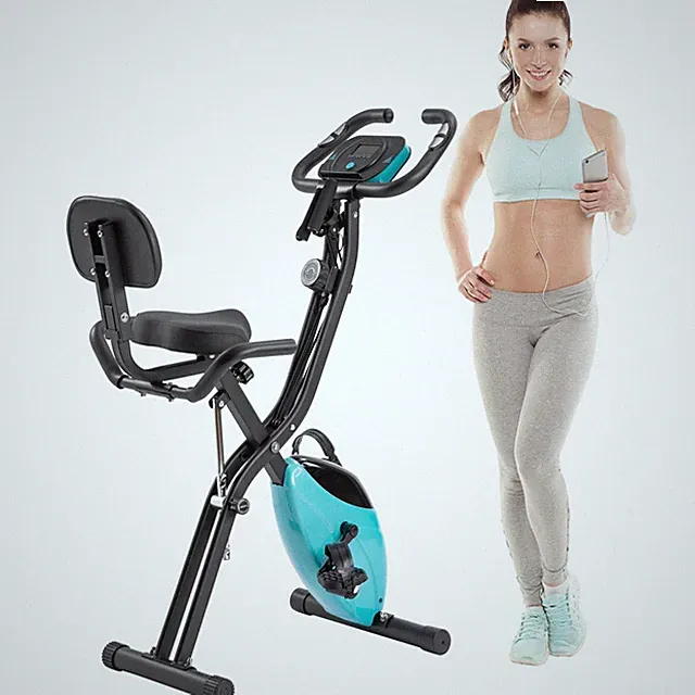 Folding Exercise Bike 16-Level Resistance Upright Recumbent X-Bike Arm Bands