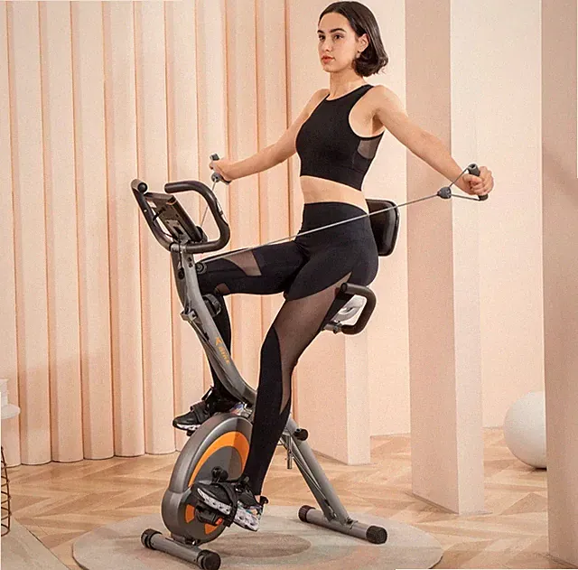 Folding Recumbent Trainer Bike LCD Screen Pulse Tracking Cycling Exerciser
