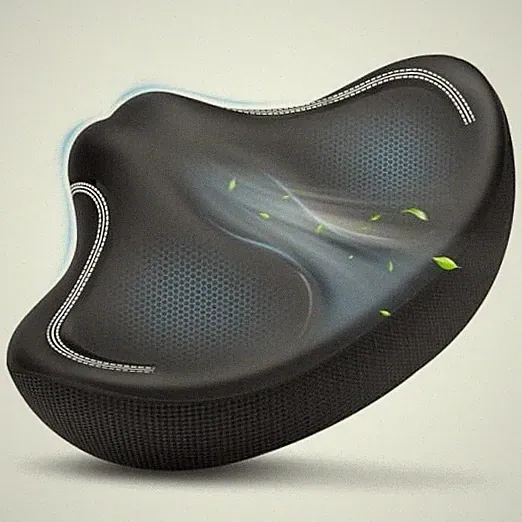 New Noseless Oversized Bike Seat, Extra Wide Comfort Pure Memory Upgraded Black