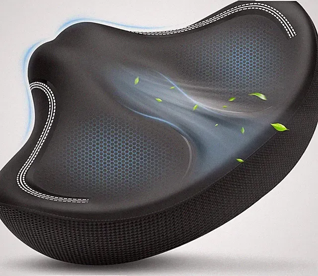 Noseless Oversized Bike Seat, Extra Wide Comfort Pure Memory Foam Bicycle Seat